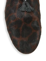 Leopard-Print Calf-Hair Slippers