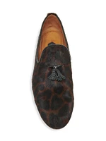 Leopard-Print Calf-Hair Slippers