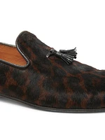 Leopard-Print Calf-Hair Slippers