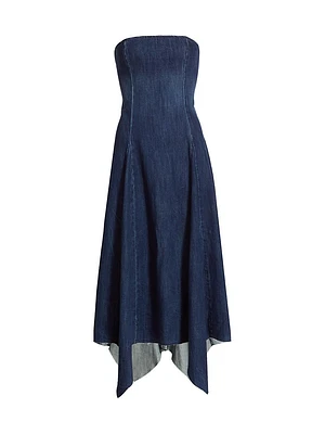 Eliana Denim Strapless Midi-Dress