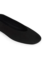 Ruched Square-Toe Suede Ballet Flats