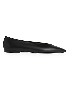 Leather Point-Toe Ballerina Flats