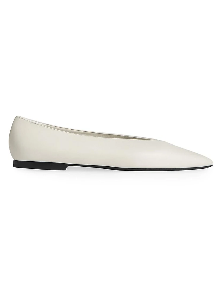 Leather Point-Toe Ballerina Flats