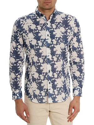 Dominus Botanical Chambray Button-Front Shirt