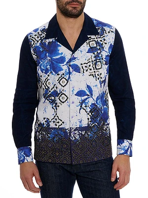 Blue Murro Graphic Jacquard Camp Shirt