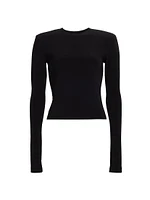 Shoulder-Pad Crewneck Top