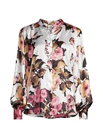 Cornelia Balloon-Sleeve Satin Shirt