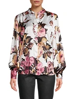 Cornelia Balloon-Sleeve Satin Shirt