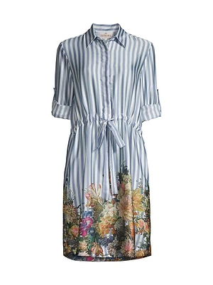 Alba Striped Floral Shirtdress