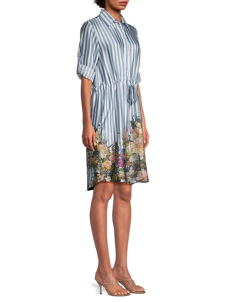 Alba Striped Floral Shirtdress