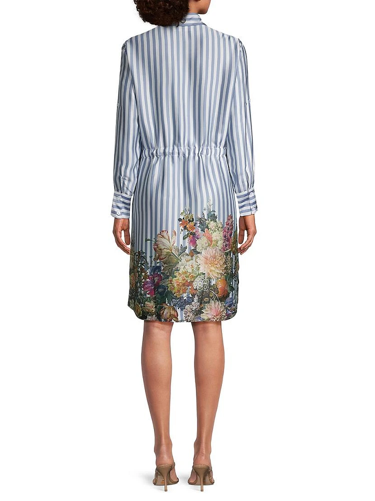 Alba Striped Floral Shirtdress