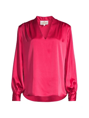 Edith V-Neck Satin Blouse