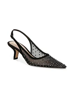 Bianka 60MM Crystal-Embellished Mesh Pumps