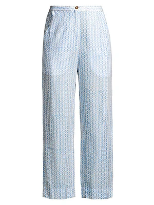 Pietro Geometric Cotton-Linen Pants