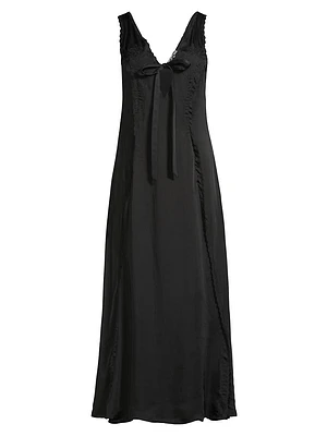 Serena Satin Embroidered Maxi Dress