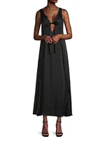 Serena Satin Embroidered Maxi Dress