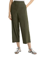 Linen-Blend Cropped Wide-Leg Pants