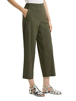 Linen-Blend Cropped Wide-Leg Pants