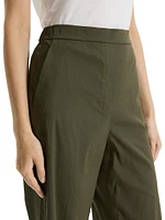 Linen-Blend Cropped Wide-Leg Pants