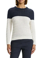 Colorblocked Cable-Knit Sweater