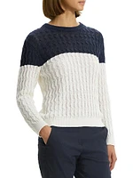 Colorblocked Cable-Knit Sweater