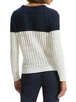 Colorblocked Cable-Knit Sweater