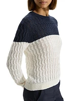 Colorblocked Cable-Knit Sweater