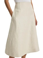 Linen Full Midi-Skirt