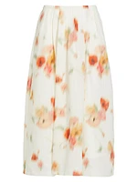 Blurred Poppy Easy Midi-Skirt