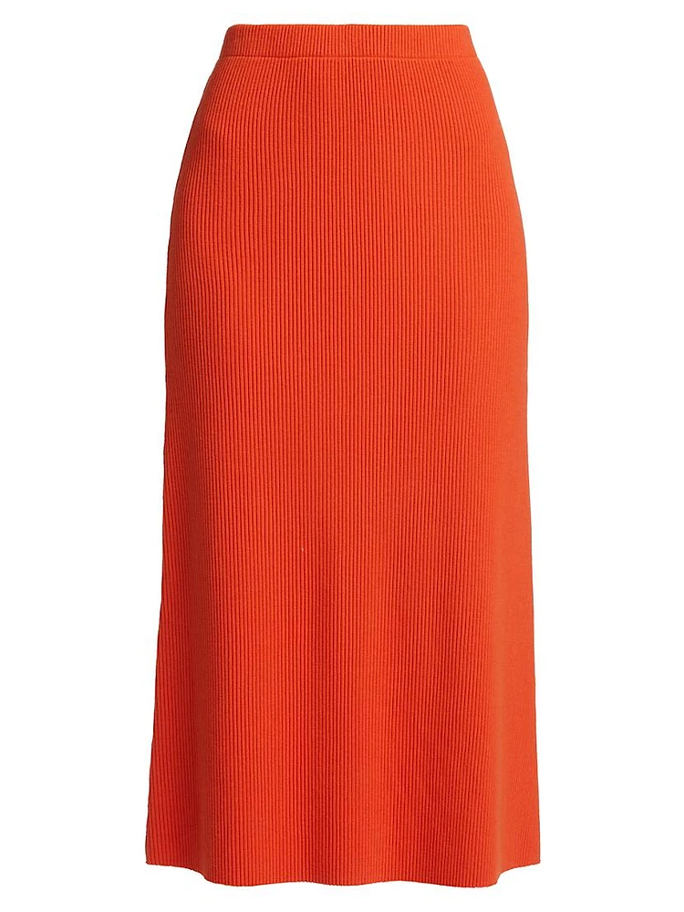 Rib-Knit Midi-Skirt