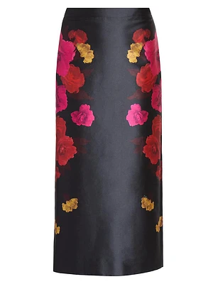 Floral Cotton-Blend Midi Pencil Skirt