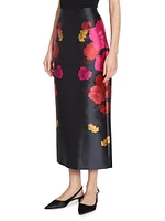 Floral Cotton-Blend Midi Pencil Skirt