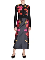 Floral Cotton-Blend Midi Pencil Skirt