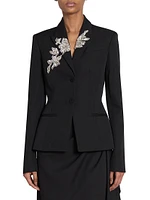 Embroidered Wool Blazer