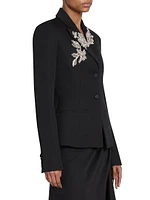 Embroidered Wool Blazer