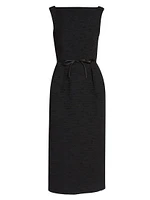 Tweed Bow Sleeveless Midi-Dress