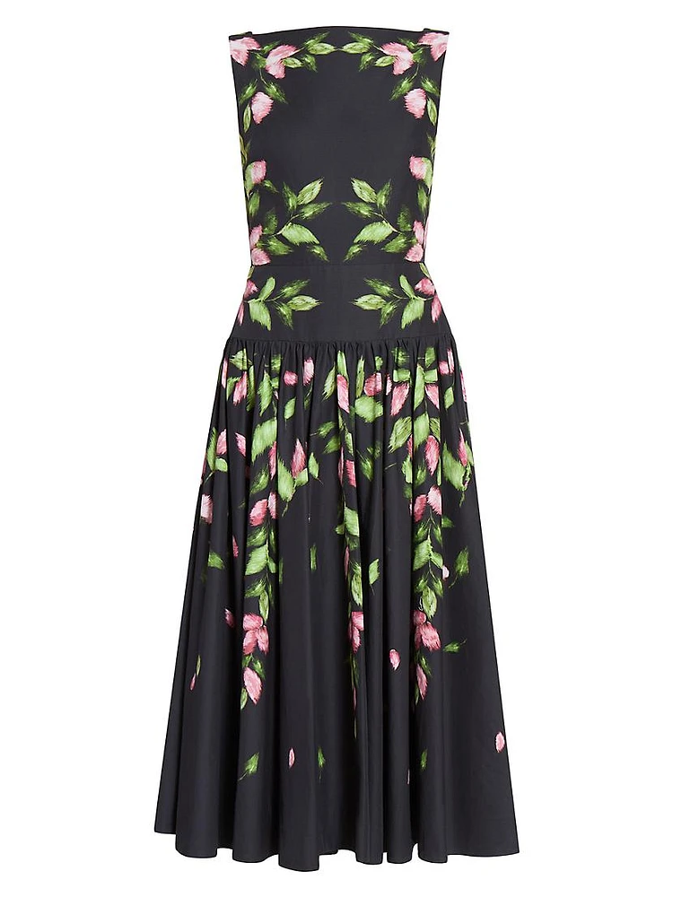 Floral Drop-Waist Midi-Dress