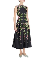 Floral Drop-Waist Midi-Dress