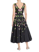 Floral Drop-Waist Midi-Dress