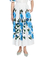 Floral Poplin Midi Skirt