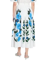 Floral Poplin Midi Skirt