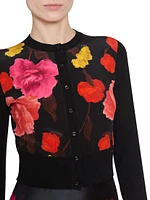 Floral Wool-Silk Cardigan