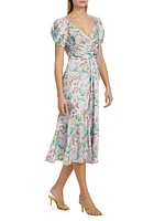 Walker Floral Ruched Midi-Dress