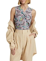 Aniya Floral Mesh Ruched Top