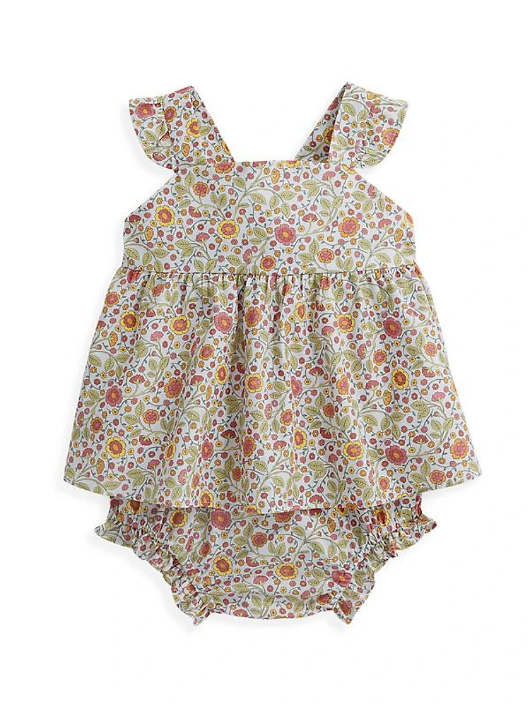 Baby Girl's & Little Girl's Sibby Floral Cotton Dress & Bloomers Set