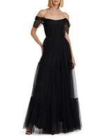 Ginny Tulle Off-the-Shoulder A-Line Gown