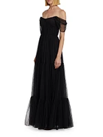 Ginny Tulle Off-the-Shoulder A-Line Gown