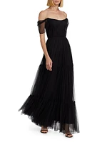 Ginny Tulle Off-the-Shoulder A-Line Gown