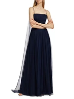 Manuela Tulle Cape A-Line Gown