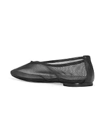 Alba Leather-Trimmed Mesh Ballet Flats